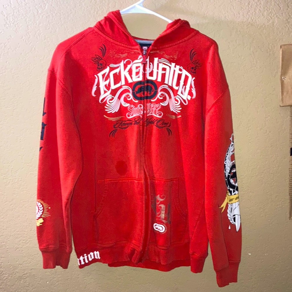 graphic Biker style zip up hoodie